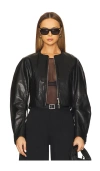 Helmut Lang Articulated Leather Biker Jacket In 黑色