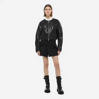 Helmut Lang Articulated Leather Jacket In Black