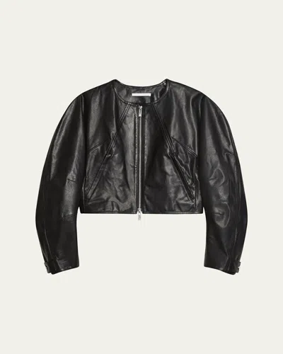 Helmut Lang Articulated Leather Jacket In Black