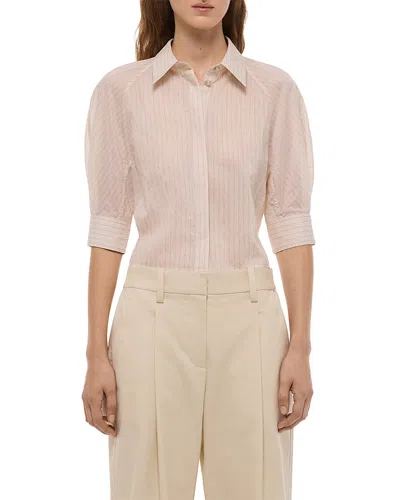 Helmut Lang Semi-sheer Stripe Button-up Crop Top In Multi