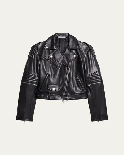 Helmut Lang Astro Convertible Leather Biker Jacket In Blk