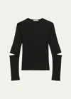Helmut Lang Astro Crew Split-elbow Top In Black