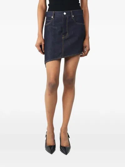 Pre-owned Helmut Lang Asymmetric Denim Skirt In Blue