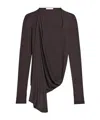 Helmut Lang Asymmetric Draped Top In Black