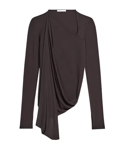 Helmut Lang Asymmetric Draped Top In Black