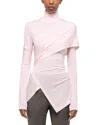 Helmut Lang Turtleneck Wrap Top In Dusty Pink