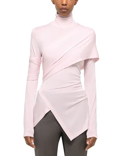 HELMUT LANG ASYMMETRIC DRAPED TURTLENECK TOP