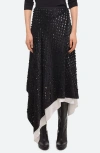 Helmut Lang Asymmetric Flutter Dot Skirt In Gradient Hp Black