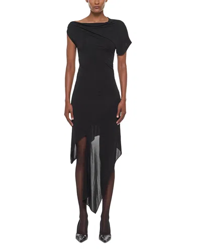 Helmut Lang Asymmetric Handkerchief Hem Dress In Black