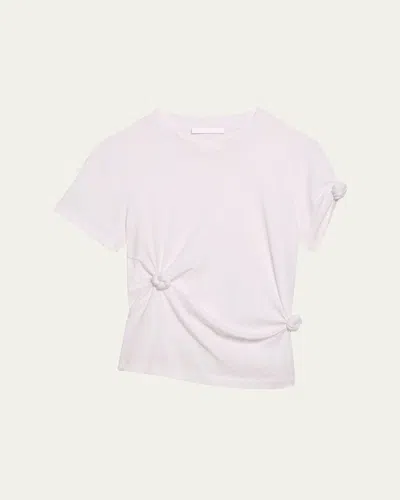 Helmut Lang Asymmetric Knotted Baby Tee In White
