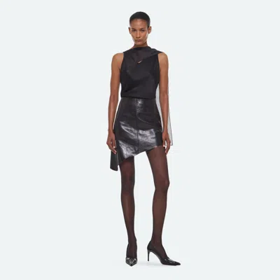 Helmut Lang Asymmetric Leather Skirt In Black