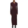Helmut Lang Asymmetric Long Sleeve Dress In Brown
