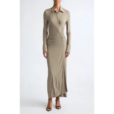 Helmut Lang Asymmetric Long Sleeve Dress In Neutral