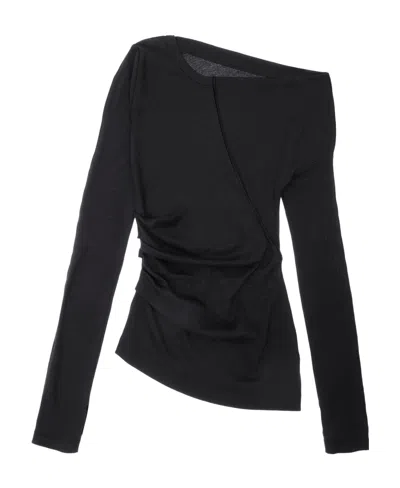 Helmut Lang Asymmetric Long-sleeved T-shirt In Black