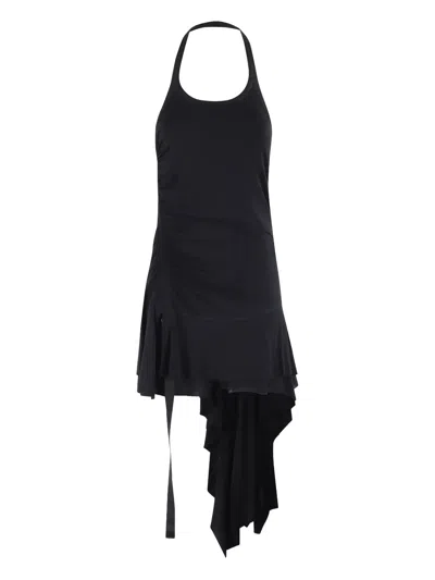 Helmut Lang Wind Lyocell Blend Mini Halter Dress In Black