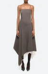 Helmut Lang Asymmetric Layered Wool Midi Dress