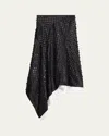 Helmut Lang Asymmetric Flutter Dot Skirt In Grdnthpblk