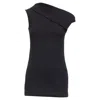 Helmut Lang Asymmetric Scuba Wool Off Shoulder Mini Dress In Black