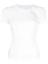 Helmut Lang Womens White Cut-out Short-sleeved Cotton-jersey Top In White