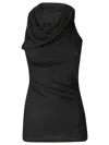 Helmut Lang Asymmetric Sleeved Draped Top With Embroidered Detail In Black