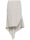 Helmut Lang Asymmetric Wool Midi Skirt In Neutral