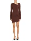 Helmut Lang Asymmetrical Neckline Dress In Brown