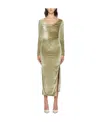 Helmut Lang Asymmetric Draped Stretch-velvet Midi Dress In Nude