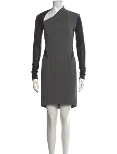 Pre-owned Helmut Lang Asymmetrical Knee-length Dress In Gray