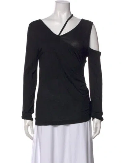 Pre-owned Helmut Lang Asymmetrical Long Sleeve Top In Black