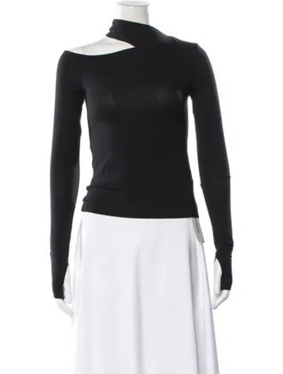 Pre-owned Helmut Lang Asymmetrical Long Sleeve Top In Black