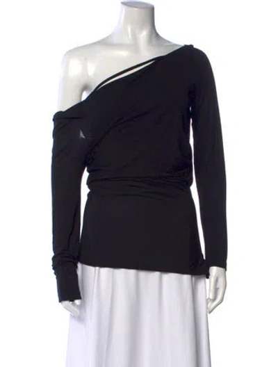 Pre-owned Helmut Lang Asymmetrical Long Sleeve Top In Black