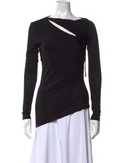 Pre-owned Helmut Lang Asymmetrical Long Sleeve Top In Black