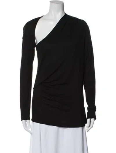 Pre-owned Helmut Lang Asymmetrical Long Sleeve Top In Black