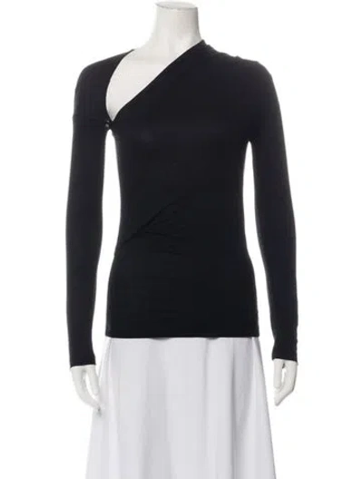 Pre-owned Helmut Lang Asymmetrical Long Sleeve Top In Black
