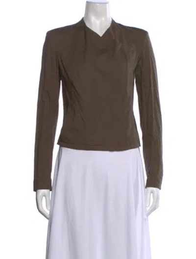 Pre-owned Helmut Lang Asymmetrical Long Sleeve Top In Brown