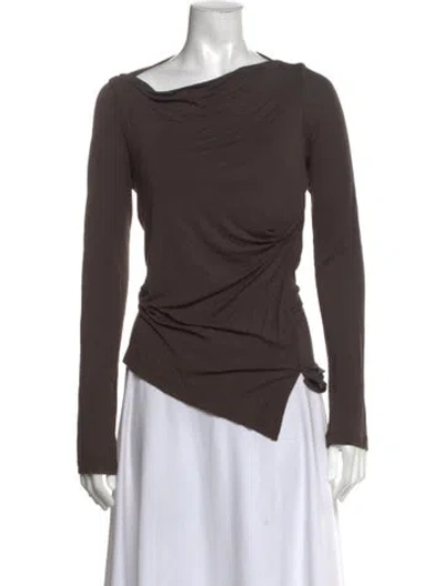 Pre-owned Helmut Lang Asymmetrical Long Sleeve Top In Brown