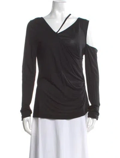 Pre-owned Helmut Lang Asymmetrical Long Sleeve Top In Gray