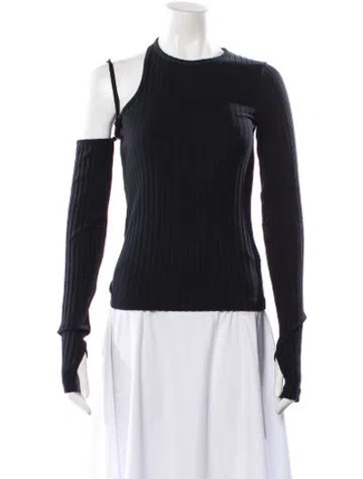 Pre-owned Helmut Lang Asymmetrical Long Sleeve Top In Gray
