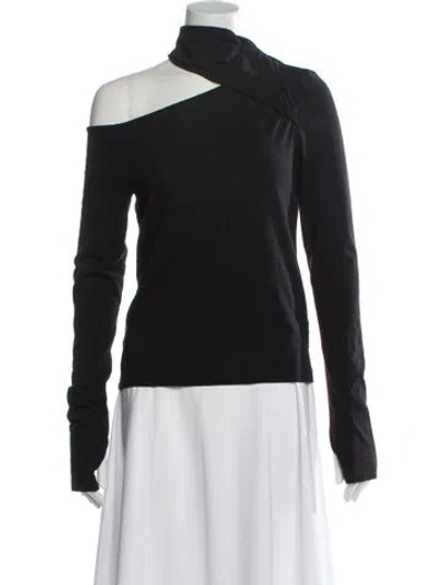 Pre-owned Helmut Lang Asymmetrical Long Sleeve Top In Gray