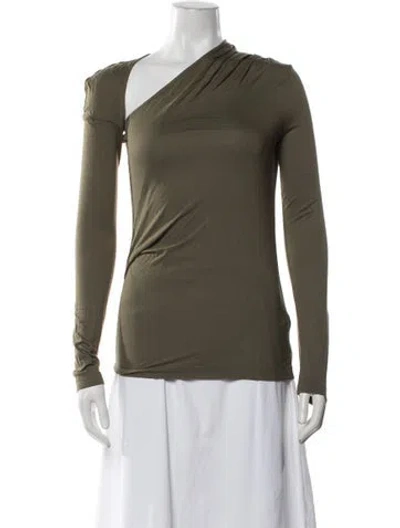 Pre-owned Helmut Lang Asymmetrical Long Sleeve Top In Green