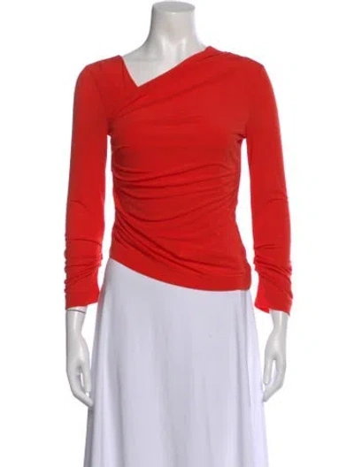 Pre-owned Helmut Lang Asymmetrical Long Sleeve Top In Red