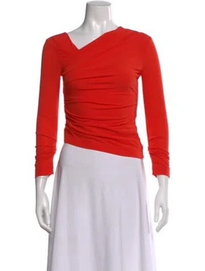 Pre-owned Helmut Lang Asymmetrical Long Sleeve Top In Red