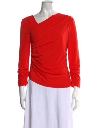 Pre-owned Helmut Lang Asymmetrical Long Sleeve Top In Red
