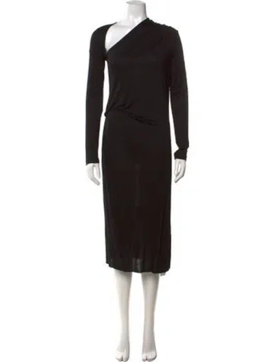 Pre-owned Helmut Lang Asymmetrical Midi Length Dress In Black