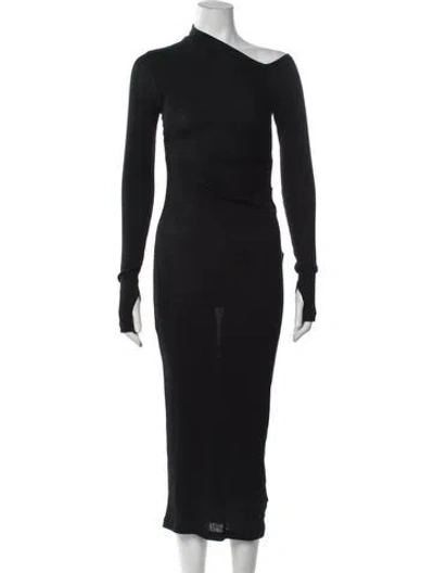 Pre-owned Helmut Lang Asymmetrical Midi Length Dress In Black