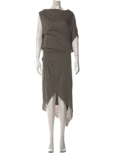 Pre-owned Helmut Lang Asymmetrical Midi Length Dress In Grey