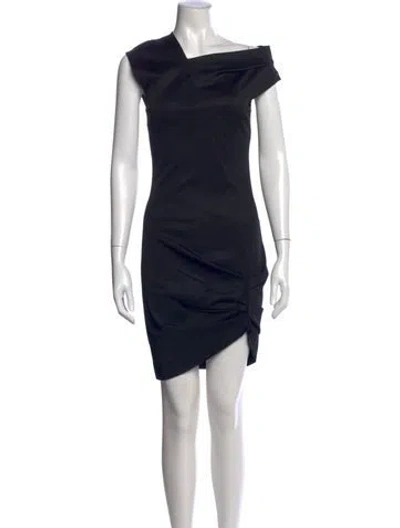 Pre-owned Helmut Lang Asymmetrical Mini Dress In Black