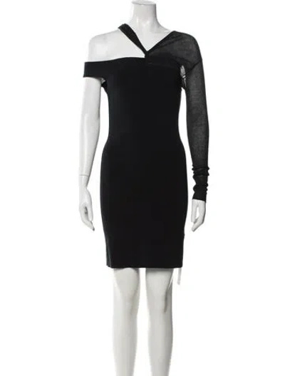 Pre-owned Helmut Lang Asymmetrical Mini Dress In Black