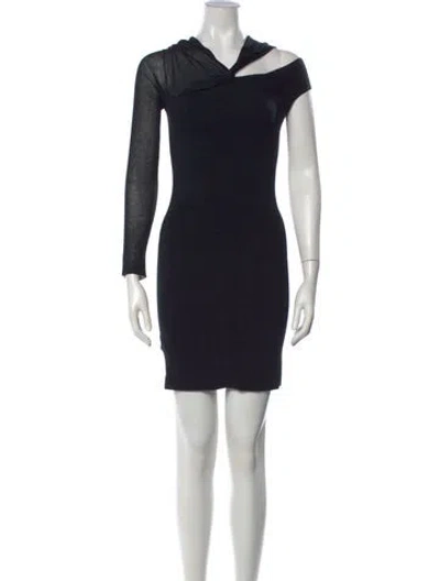 Pre-owned Helmut Lang Asymmetrical Mini Dress In Black