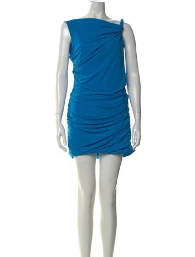 Pre-owned Helmut Lang Asymmetrical Mini Dress In Blue